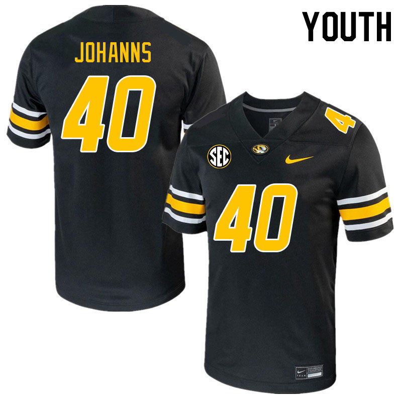 Youth #40 Damon Johanns Missouri Tigers College 2023 Football Stitched Jerseys Sale-Black